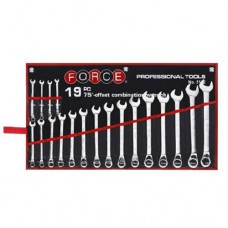 Набор комбинированных ключей Force 5192 отогнутых на 75° (6-24 мм) на полотне 19 пр.